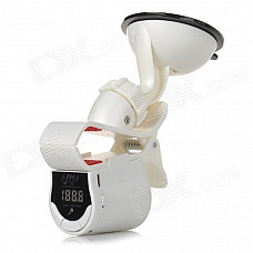 Multi-Function Universal 0.7'' Screen Car Digital Mobile Phone Holder w/ FM Transmitter - White