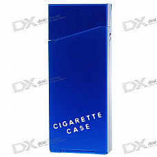 Lady's Aluminum Alloy Cigarette Case - Blue (Holds 10)