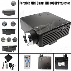MO.MAT MOONSUN Portable FHD LED Mini Home Projector w/ HDMI / VAG / USB 2.0 / AV / SD - Black