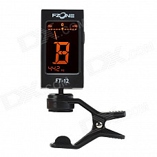 Fzone FT-12 1.38" LCD 12 Chromatic Clip Tuner for Electric Guitar - Black (1 x CR2032)