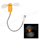 USB Powered Flexible Neck 2-Blade Fan - White + Orange + Silver