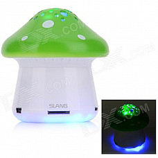 SLANG F28 Mini Mushroom Rechargeable Media Player Speaker w/ RGB LED / USB 2.0 / TF / FM - Green