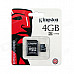 Kingston 4GB microSDHC Class 4 Flash Memory Cards with SD Adapter SDC4/4GB