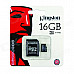 Kingston 16GB microSDHC Class 10 Flash Memory Cards with SD Adapter SDC1016GB