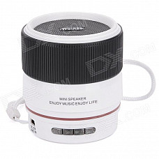 SLANG WS-A88 Lens Style Rechargeable Multimedia Player Speaker w/ USB 2.0 / TF / FM - White + Black