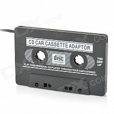 Car Cassette Tape Adapter for MP3 / DVD / VCD Player w/ 3.5mm Jack - Black (12~24V)