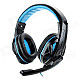 3.5mm Headband Wired Gaming Headset w/ Sound Card / Microphone - Black + Light Blue (240cm)