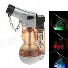 602 Creative Fashion Gourd Shape Wind-proof Gas Lighter with LED Light - Orange