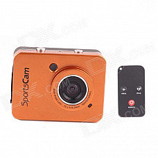PANNOVO 2.4" Touch Screen 5.0M CMOS HD Waterproof Sport Mini Camcorder w/ HDMI + Remote - Golden