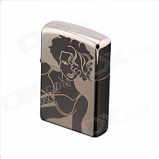 DE479 Sexy Woman Patterned Kerosene Lighter - Black