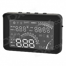 S05 4'' LCD HUD Head-up Display System w/ Speedometer / OBD II Cable for Car - Black