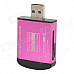 Yaosheng 4-in-1 Multi-functional USB 2.0 Card Reader - Purple + Black