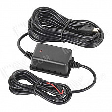 5V 1.5A Mini USB Port Power Cord w/ Low-Voltage Protection for Car DVR / GPS - Black (11~36V)