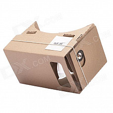 NEJE ZB02 DIY Google Cardboard + Resin Lens Virtual 3D Glasses w/ NFC for 4~7" Cellphones - Brown