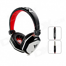 MQ22 3.5mm Wired Headband Headphone w/ Microphone for APPLE Devices - Black + Red + Silver