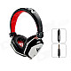 MQ22 3.5mm Wired Headband Headphone w/ Microphone for APPLE Devices - Black + Red + Silver