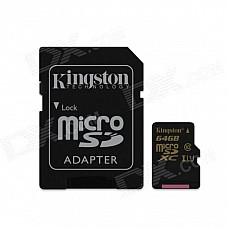 Kingston Digital 64GB MicroSDXC CL10 UHS-I 90R/45W with Adapter (SDCA10/64GB)