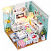 DIY Creative Cute Wooden Living Room Model Toy - White + Blue + Multi-Colored