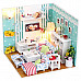 DIY Creative Cute Wooden Living Room Model Toy - White + Blue + Multi-Colored