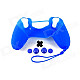 A-M011 Protective Silicone Case + Rocker Cap + Cross Key + Key Cap Set for PS4 Controller - Blue