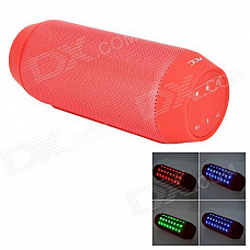 Portable Wireless Bluetooth V3.0 Car Speaker w/ Mic. / FM / Colorful Lights / TF Card Slot - Red