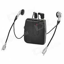 Motorcycle Front & Rear Seat Walkie Talkie Intercome w/ Microphone + Earphones - Black (2 x AAA)