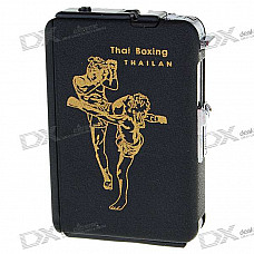 2-in-1 Cigarette Case with Butane Jet Torch Lighter - Thai Boxing (Holds 10 Cigarettes)