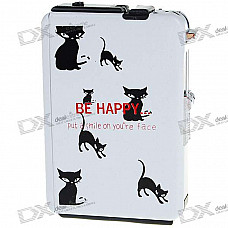 2-in-1 Cigarette Case with Butane Jet Torch Lighter - Be Happy (Holds 10 Cigarettes)