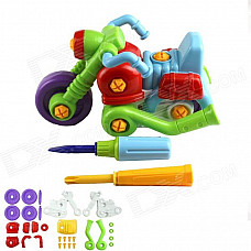 Children's 35-Part Assembling Motorcycle Toy - Green + Blue + Red + Purple