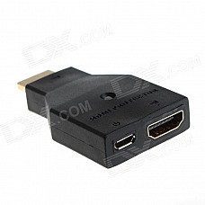 YuanBoTong HD-003 1080P HD HDMI Male to Female Video Adapter w/ Micro USB / LED - Black