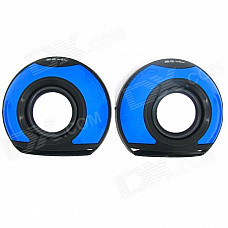 NINTAUS JT040 Fashion Portable USB Powered 3.5mm Wired Desktop Speaker Set - Blue + Black