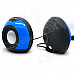 NINTAUS JT040 Fashion Portable USB Powered 3.5mm Wired Desktop Speaker Set - Blue + Black