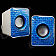 NINTAUS Y-033 Fashion Portable USB Powered 3.5mm Wired Desktop Speaker Set - Blue + Black