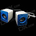 NINTAUS Y-033 Fashion Portable USB Powered 3.5mm Wired Desktop Speaker Set - Blue + Black