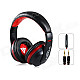 MQ55 3.5mm Plug On-ear Stereo Headphones with Microphone & 1.2m Cable - Black + Red