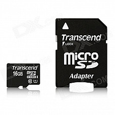 Transcend 16GB MicroSDHC Class10 UHS-1 Memory Card with Adapter 45 MB/s (TS16GUSDU1)