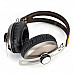 KO-STAR KHM-681 3.5mm Jack Plug HiFi DJ Headphone Headset w/ Microphone - Black + Brown