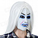 Halloween Scary White Hair Shiroki Majo Face Mask - White + Multi-Color