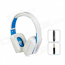 MQ77 Superb 3.5 mm On-ear Headphones with Microphone - White + Blue)