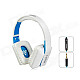 MQ77 Superb 3.5 mm On-ear Headphones with Microphone - White + Blue)