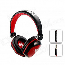 MQ22 3.5mm On-ear Headphones with Microphone for IPHONE / IPOD / IPAD - Black + Red