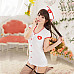 Women's Luring Sexy Nurse Style Cosplay Sleep Dress Lingerie Set - White
