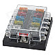 SZGAOY 14072702 10-Position Fuse Block Box Holder w/ 10 Fuses Safty Pieces + Wiring Terminals