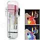 Plastic Windproof Refillable Ethane Lighter w/ LED - Red + Transparent (3 x AG3)