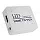 HDMI toVGA HD Convertor w/ 3.5mm Male to 2-Female Audio Cable - White