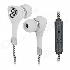 Gorsun GS-C6605 3.5mm In-Ear Earphone w/ Microphone / Remote - White + Silvery Grey