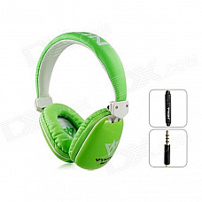 MQ33 Wired 3.5mm Jack Plug Headphone Headset w/ Microphone for IPHONE / IPAD / IPOD - Green + White