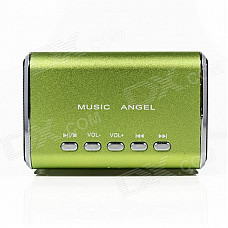 MD-05 Mini USB Rechargeable Aluminum Alloy MP3 Player Speaker w/ TF Slot / LED Light - Green