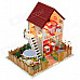 DIY Creative Cute Wooden 2-Floor House Model Toy - White + Red + Multi-Color