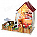 DIY Creative Cute Wooden 2-Floor House Model Toy - White + Red + Multi-Color